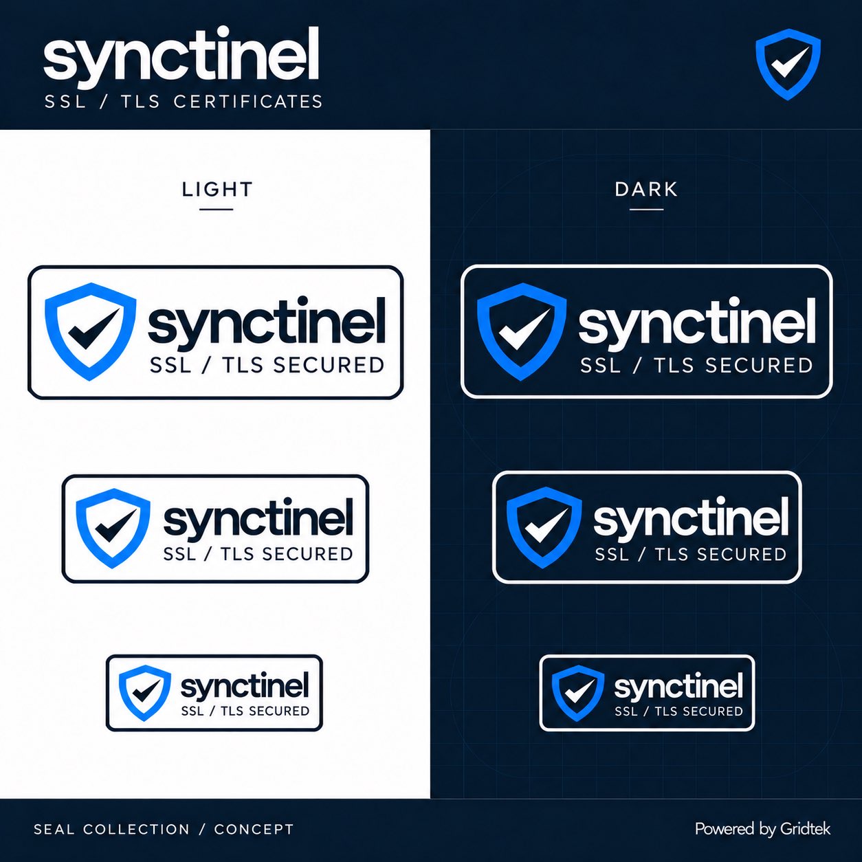 Synctinel SSL/TLS seal collection in light and dark versions